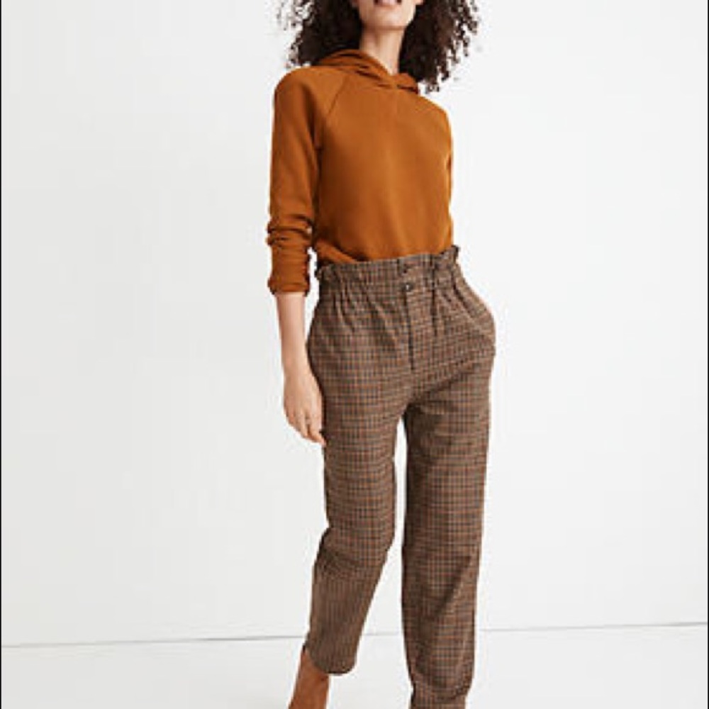 Madewell Paperbag Tapered Pants Grove Houndstooth